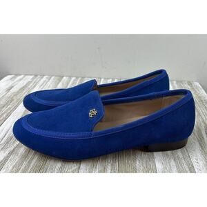 Blue Suede Women's Loafers - Elegant Slip-On Flats